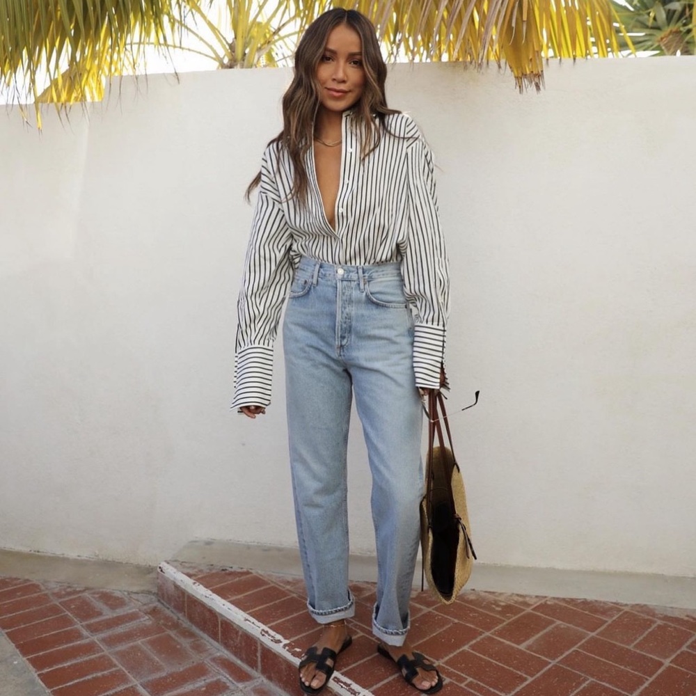 Frame Stripe Popover Shirt S